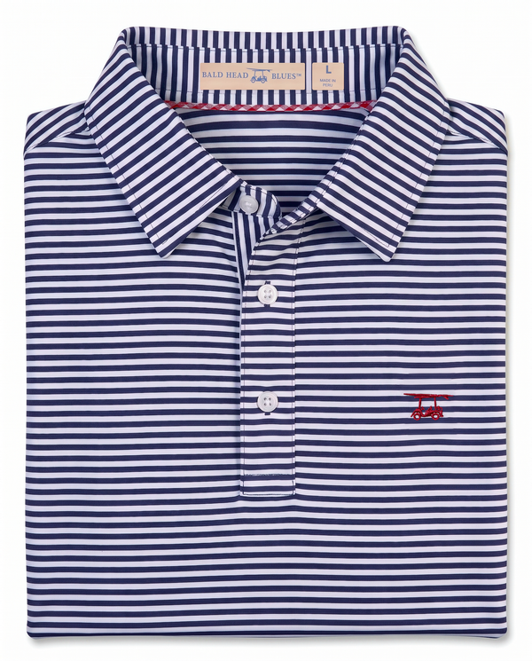 Albatross Polo Medieval/White Feeder Stripe folded