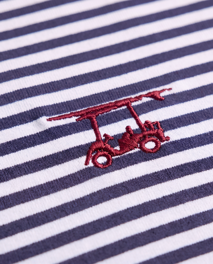 Albatross Polo Medieval/White Feeder Stripe logo detail