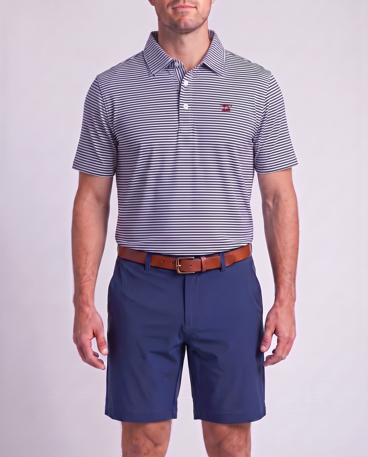 Albatross Polo Medieval/White Feeder Stripe on model