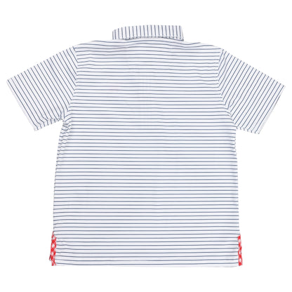 Albatross Youth Polo - Medieval / White Pinstripe