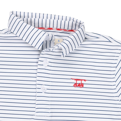 Albatross Youth Polo - Medieval / White Pinstripe