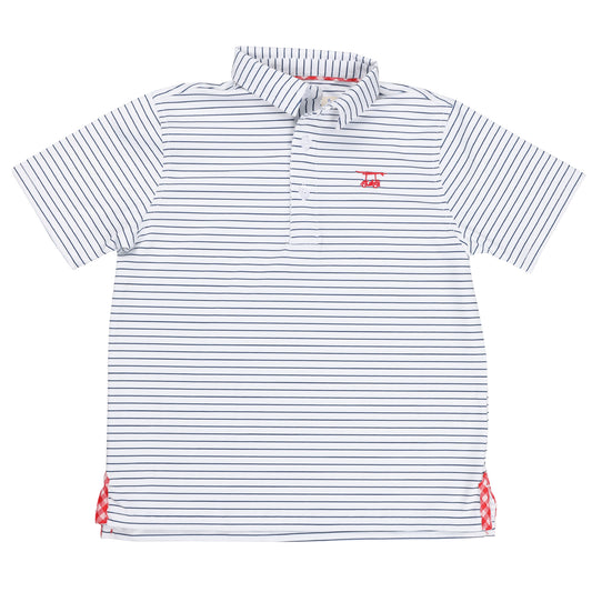 Albatross Youth Polo - Medieval / White Pinstripe