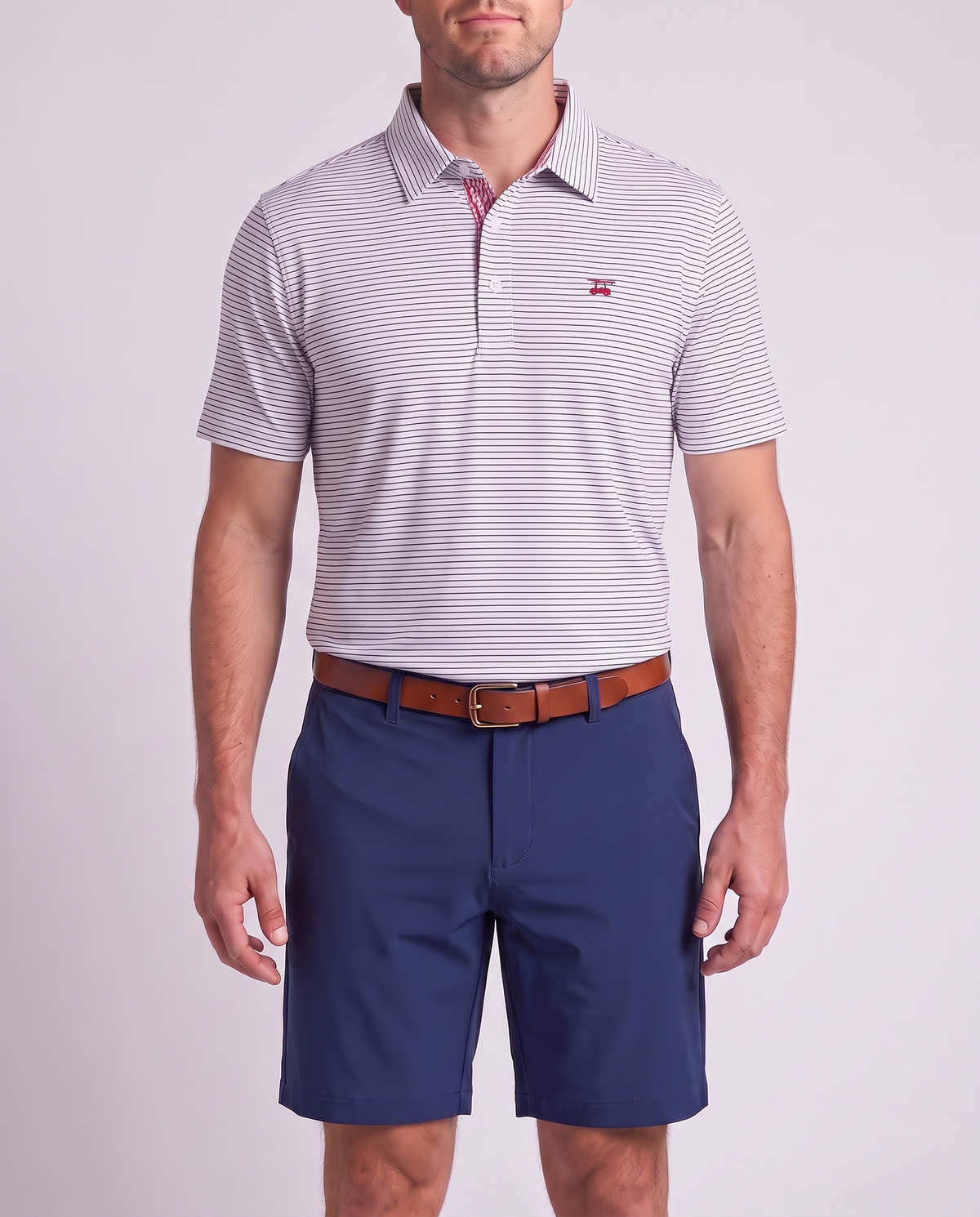 Albatross Polo Medieval White Pinstripe on model