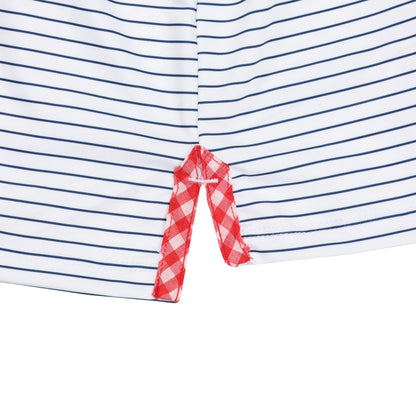 Albatross Youth Polo - Medieval / White Pinstripe