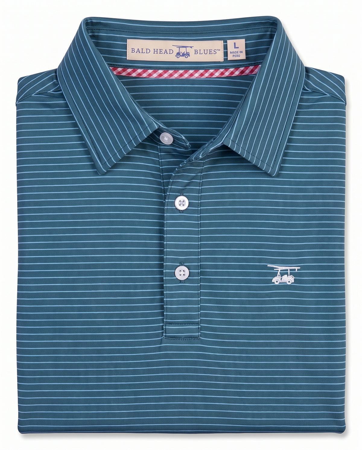 Albatross Polo Azure Ocean Depths Pinstripe folded