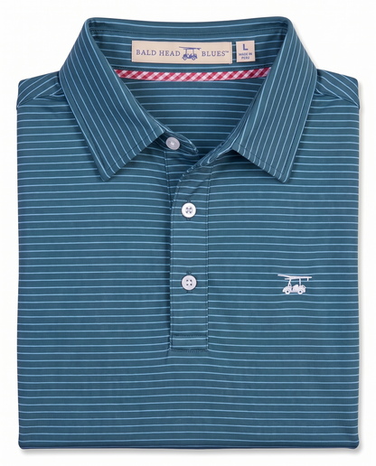 Albatross Polo Azure Ocean Depths Pinstripe folded