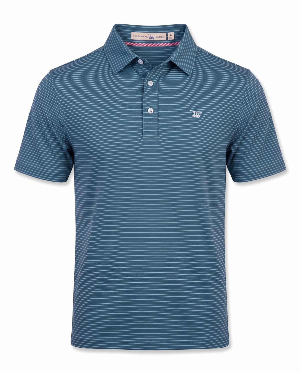 Albatross Polo Azure Ocean Depths Pinstripe front