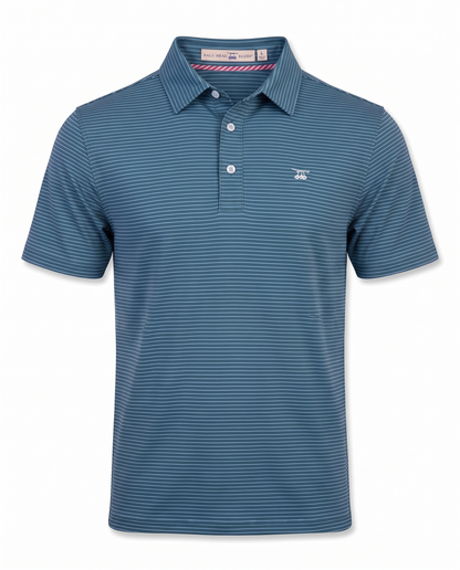 Albatross Polo Azure Ocean Depths Pinstripe front