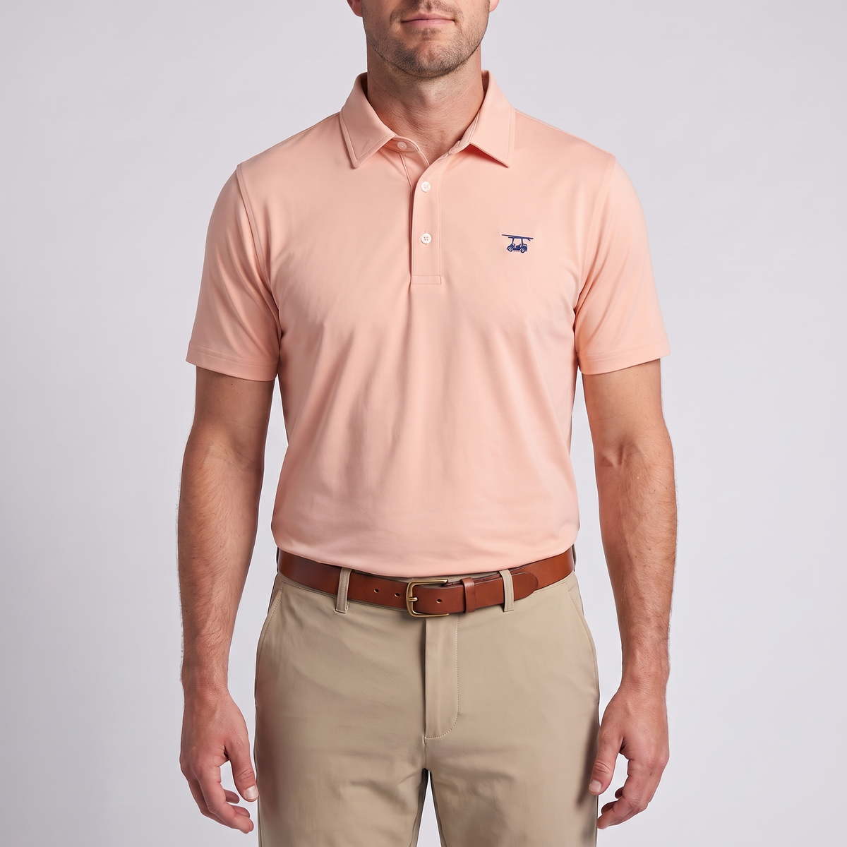Albatross Polo Peach on model