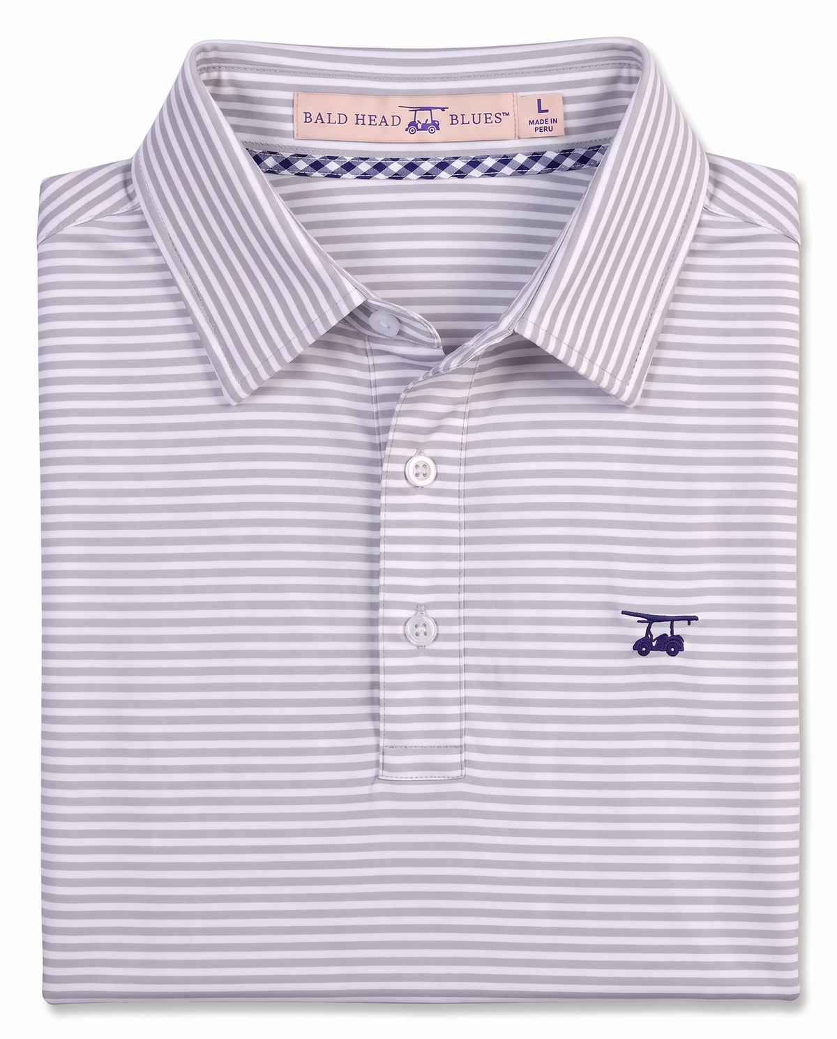 Albatross Polo Feeder Stripe - Pearl Grey/White - Fold