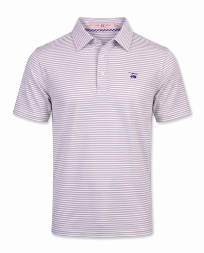 Albatross Polo Feeder Stripe - Pearl Grey/White - Front