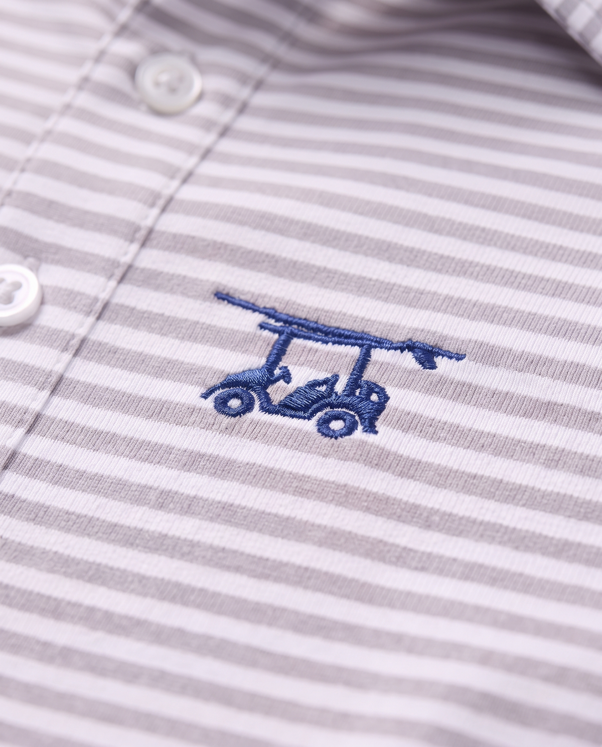 Albatross Polo Feeder Stripe - Pearl Grey/White - Logo