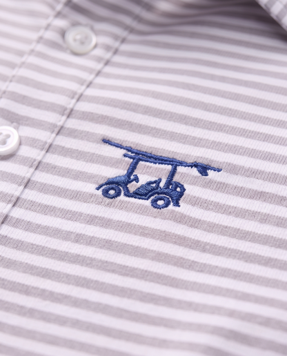 Albatross Polo Feeder Stripe - Pearl Grey/White - Logo