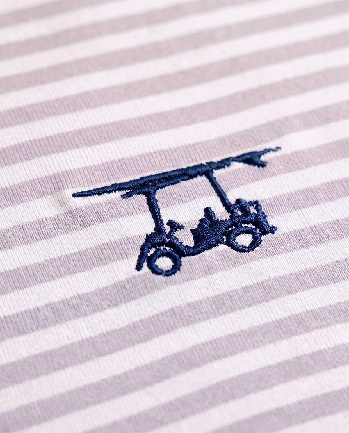 Albatross Polo Pearl Grey/White Feeder Stripe logo detail
