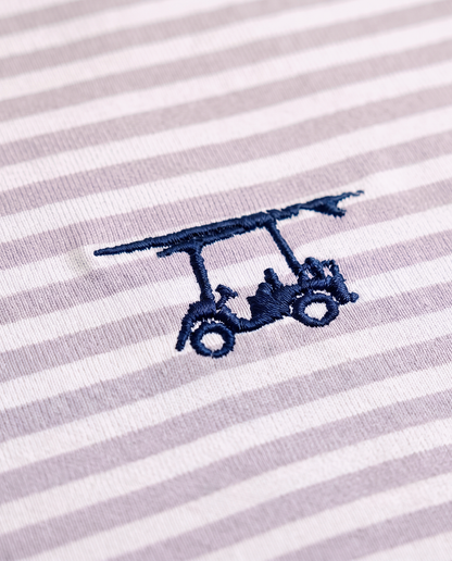 Albatross Polo Pearl Grey/White Feeder Stripe logo detail