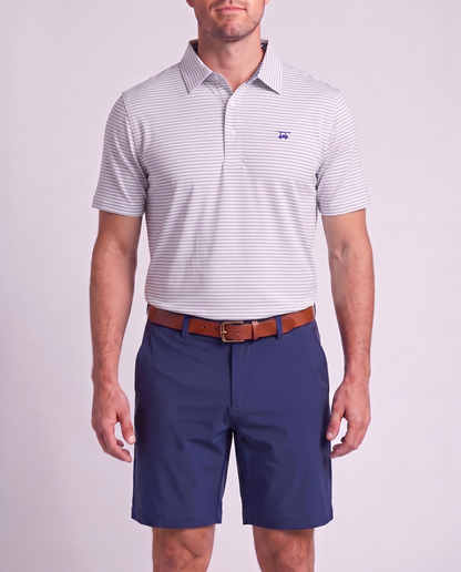 Albatross Polo Feeder Stripe - Pearl Grey/White - Model1