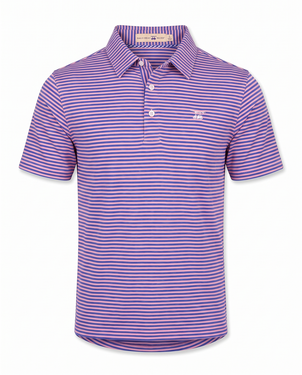Albatross Polo Heather Royal Blue with Peach Stripe front