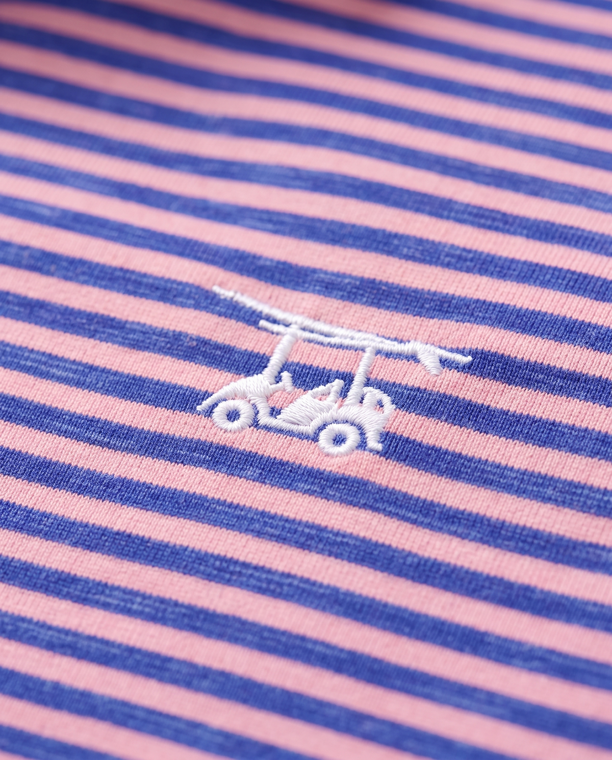 Albatross Polo Heather Royal Blue with Peach Stripe logo detail