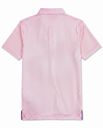 Albatross Polo Pink/Seaglass Feeder Stripe back