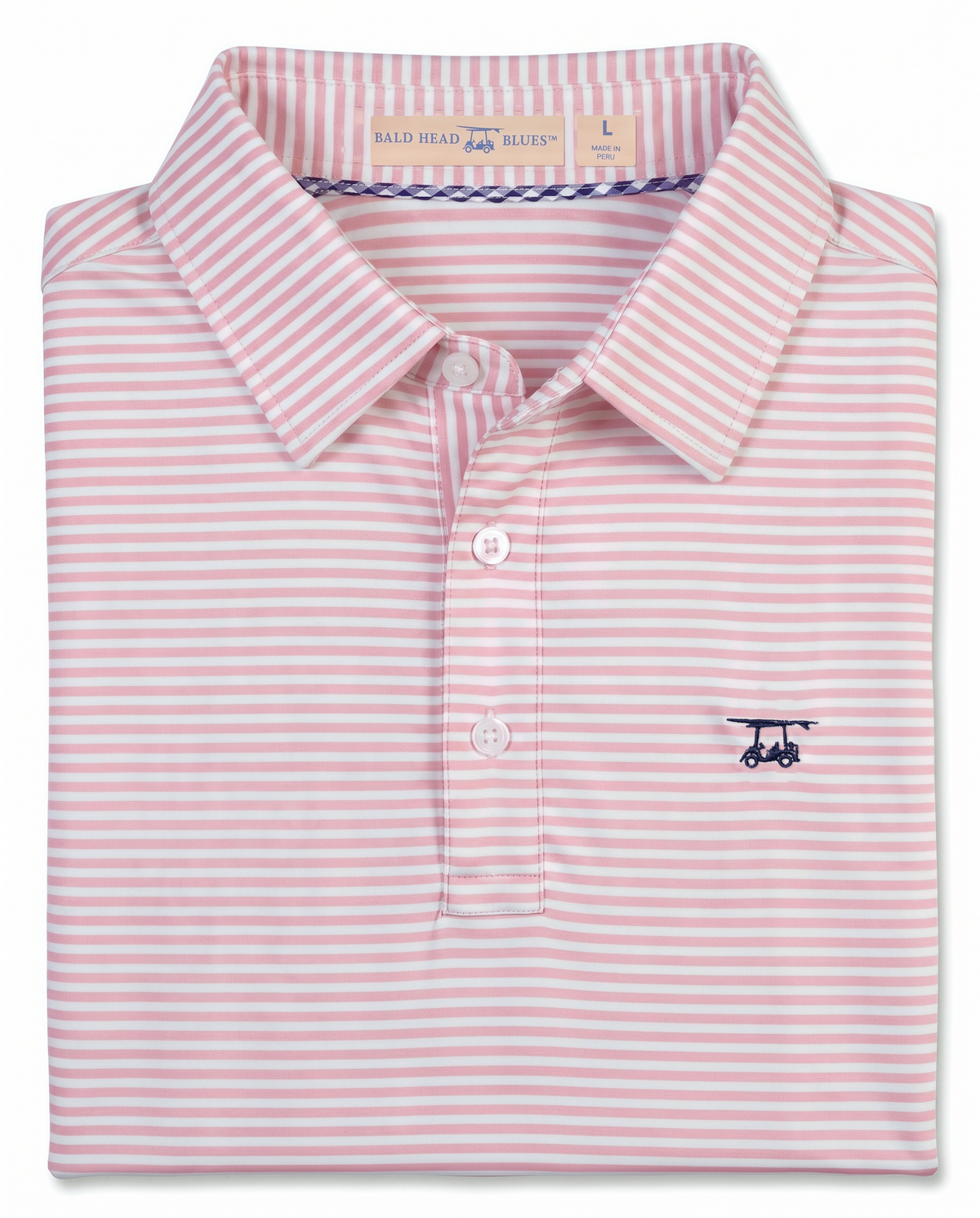 Albatross Polo Pink/Seaglass Feeder Stripe folded