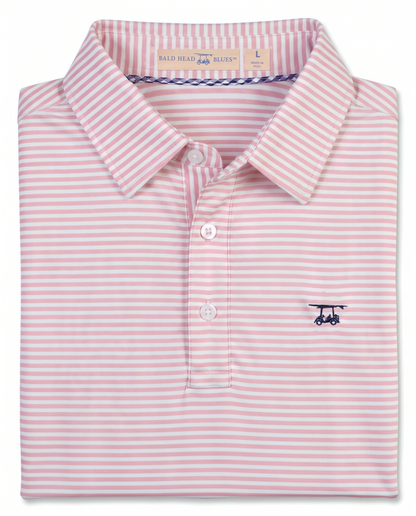 Albatross Polo Pink/Seaglass Feeder Stripe folded
