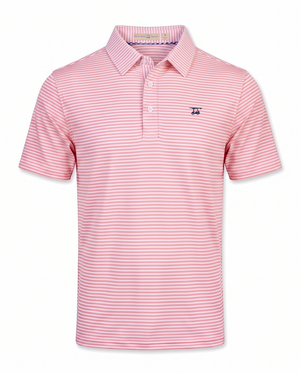 Albatross Polo Pink/Seaglass Feeder Stripe front