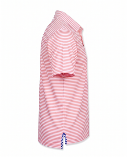 Albatross Polo Pink/Seaglass Feeder Stripe side