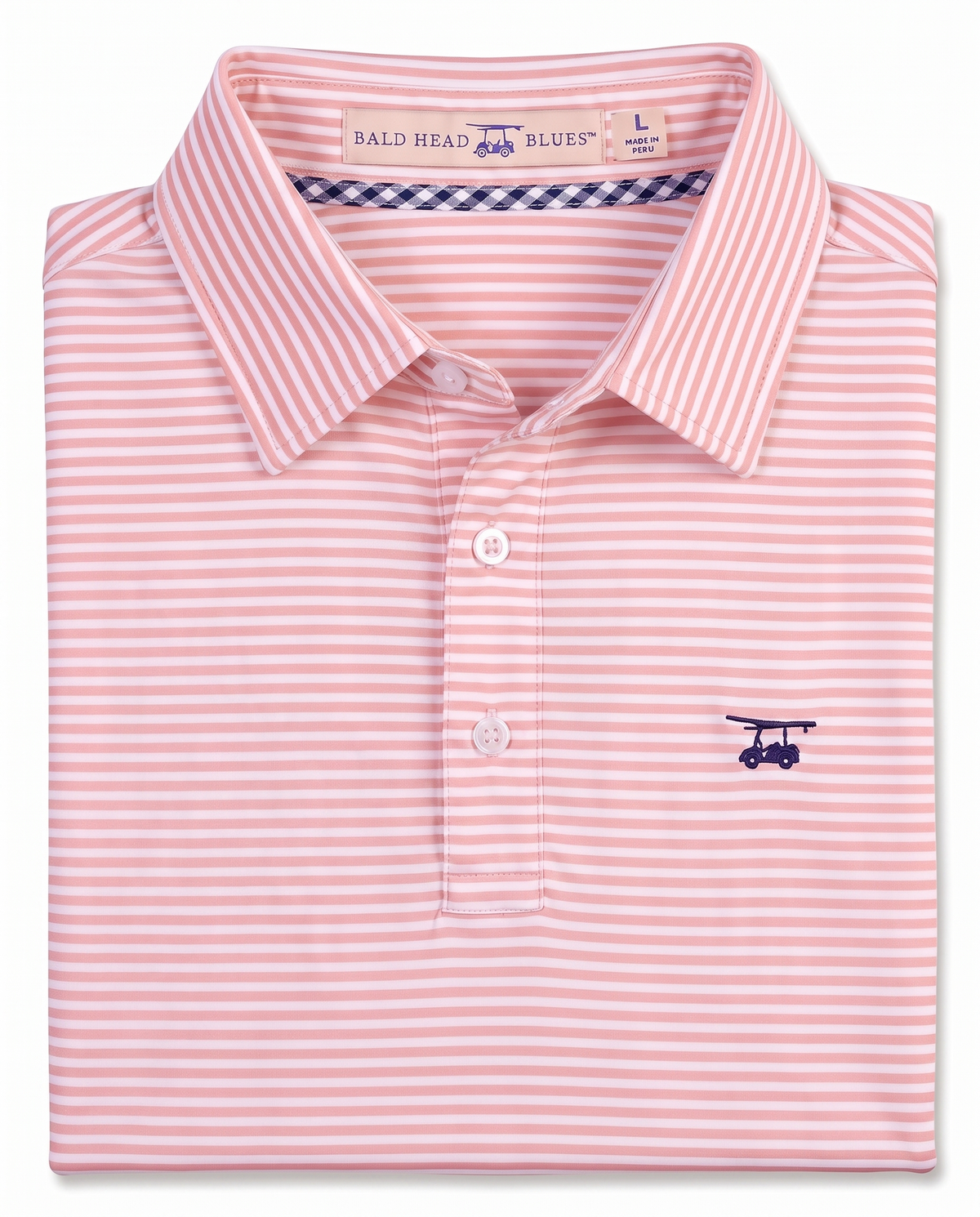Albatross Polo Feeder Stripe - Peach/White - Fold