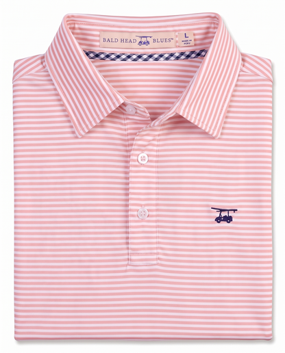 Albatross Polo Feeder Stripe - Peach/White - Fold