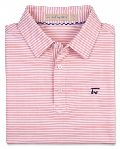 Albatross Polo Peach/White Feeder Stripe folded