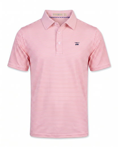 Albatross Polo Peach/White Feeder Stripe front