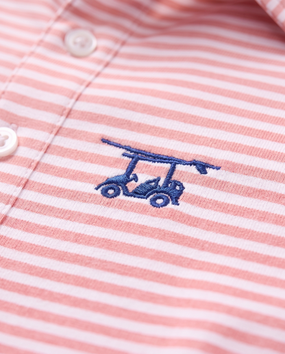 Albatross Polo Feeder Stripe - Peach/White - Logo