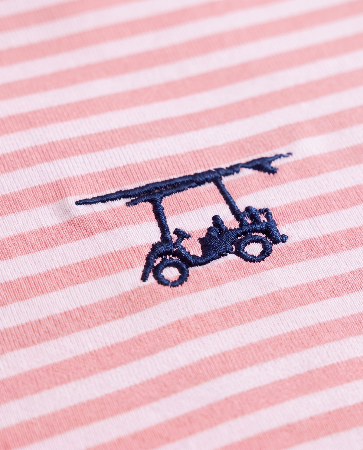 Albatross Polo Peach/White Feeder Stripe logo detail
