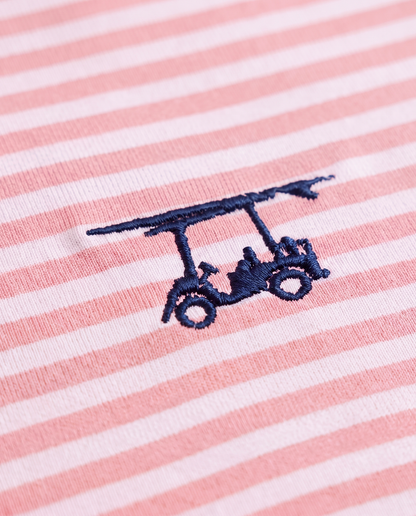 Albatross Polo Peach/White Feeder Stripe logo detail