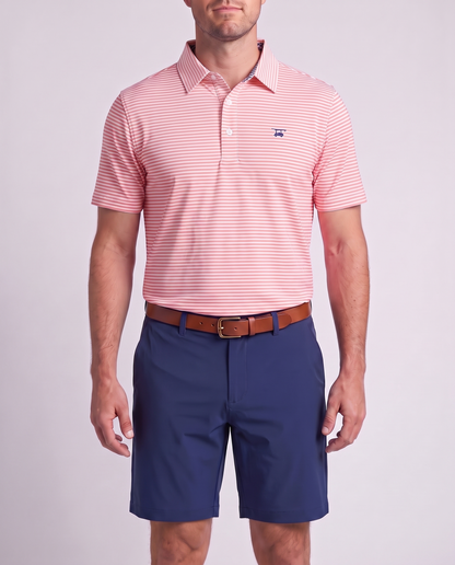 Albatross Polo Feeder Stripe - Peach/White - Model1