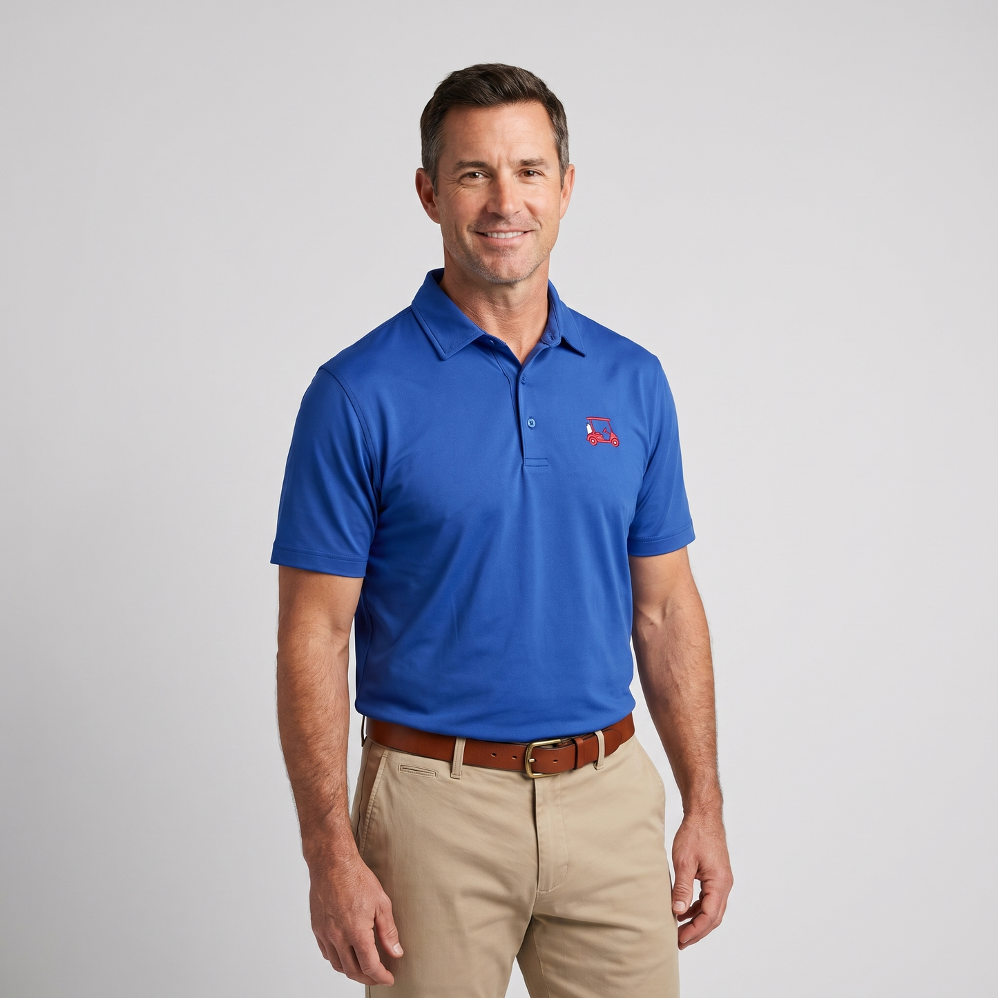 Albatross Polo Royal Blue on model angled