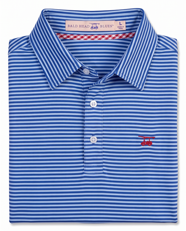 Albatross Polo Royal Blue/Bell Feeder Stripe folded