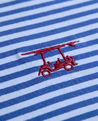 Albatross Polo Royal Blue/Bell Feeder Stripe logo detail