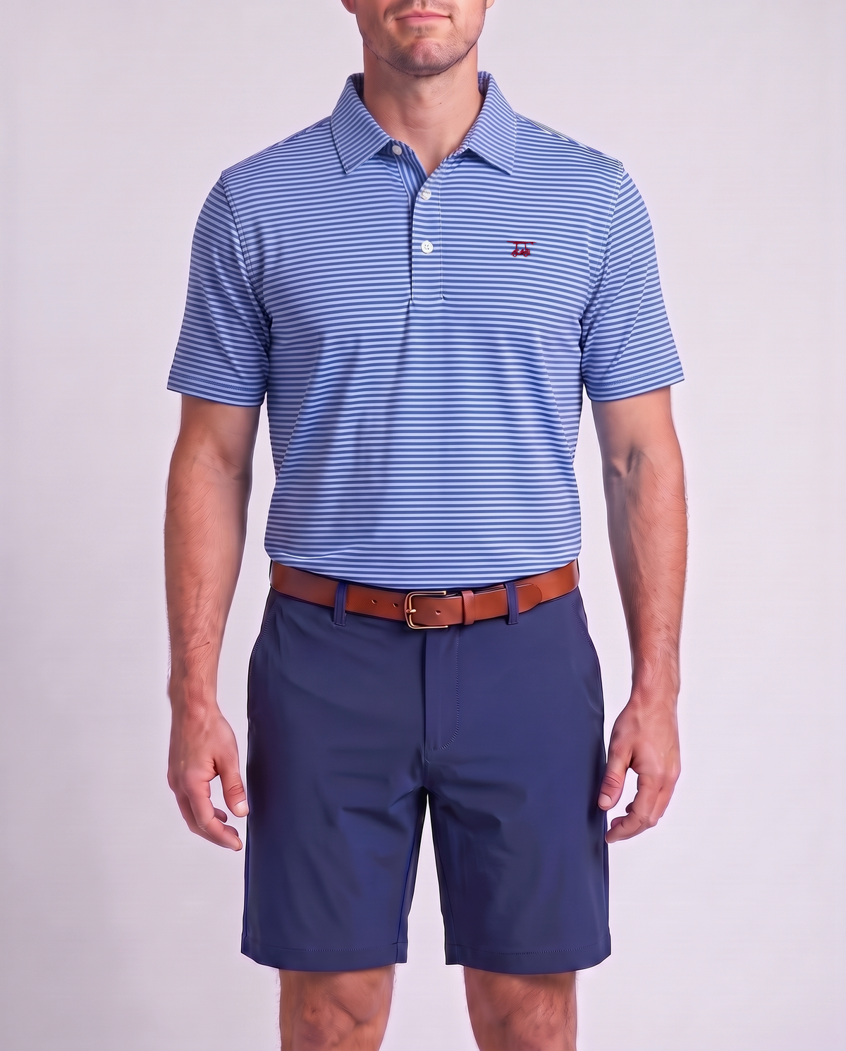 Albatross Polo Royal Blue/Bell Feeder Stripe on model