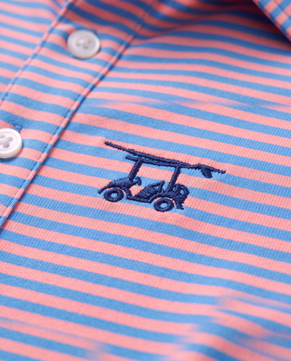 Albatross Polo Feeder Stripe - Coral/Regatta - Logo