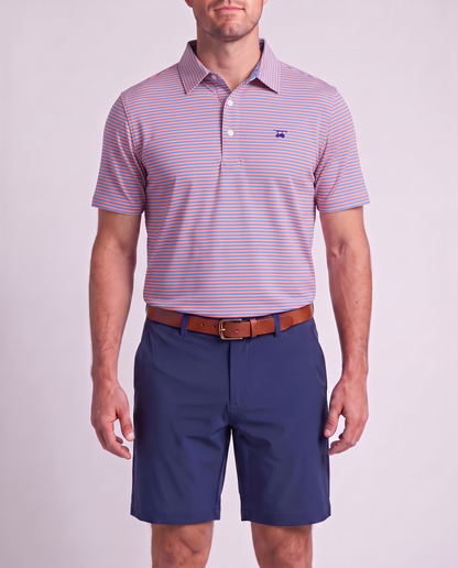Albatross Polo Feeder Stripe - Coral/Regatta - Model1