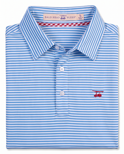 Albatross Polo Feeder Stripe - Regatta/White - Fold