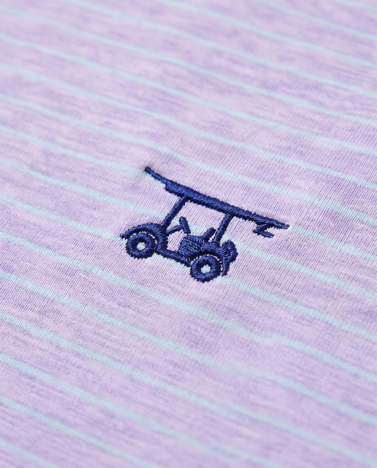 Albatross Polo Heather Lavender with Aruba Pinstripes logo detail
