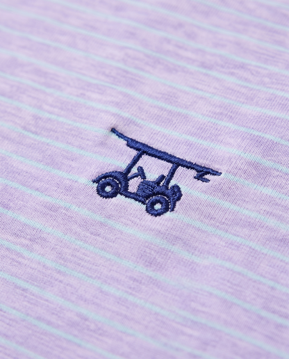 Albatross Polo Heather Lavender with Aruba Pinstripes logo detail
