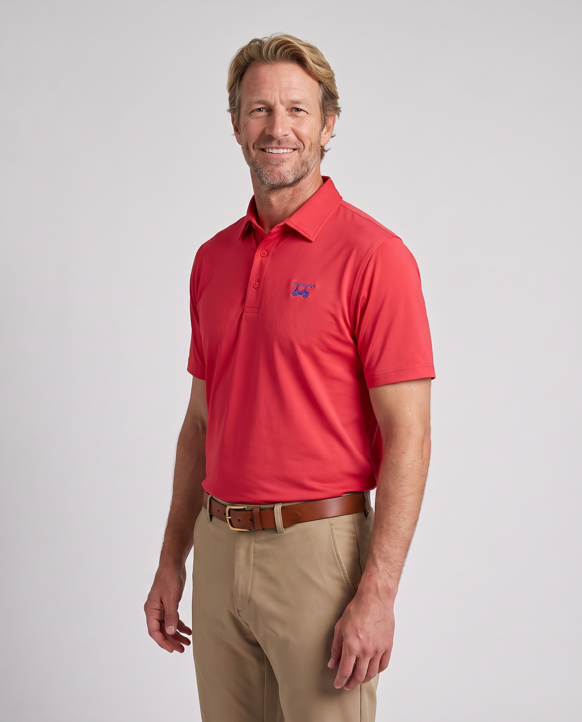 Albatross Polo Hudson Red on model angled