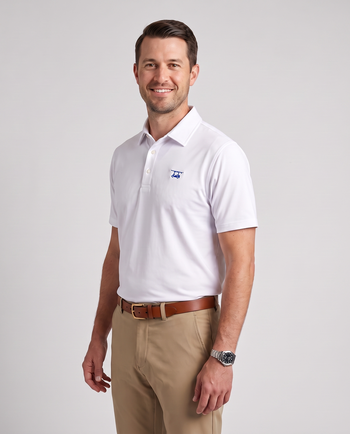 Albatross Polo White on model angled