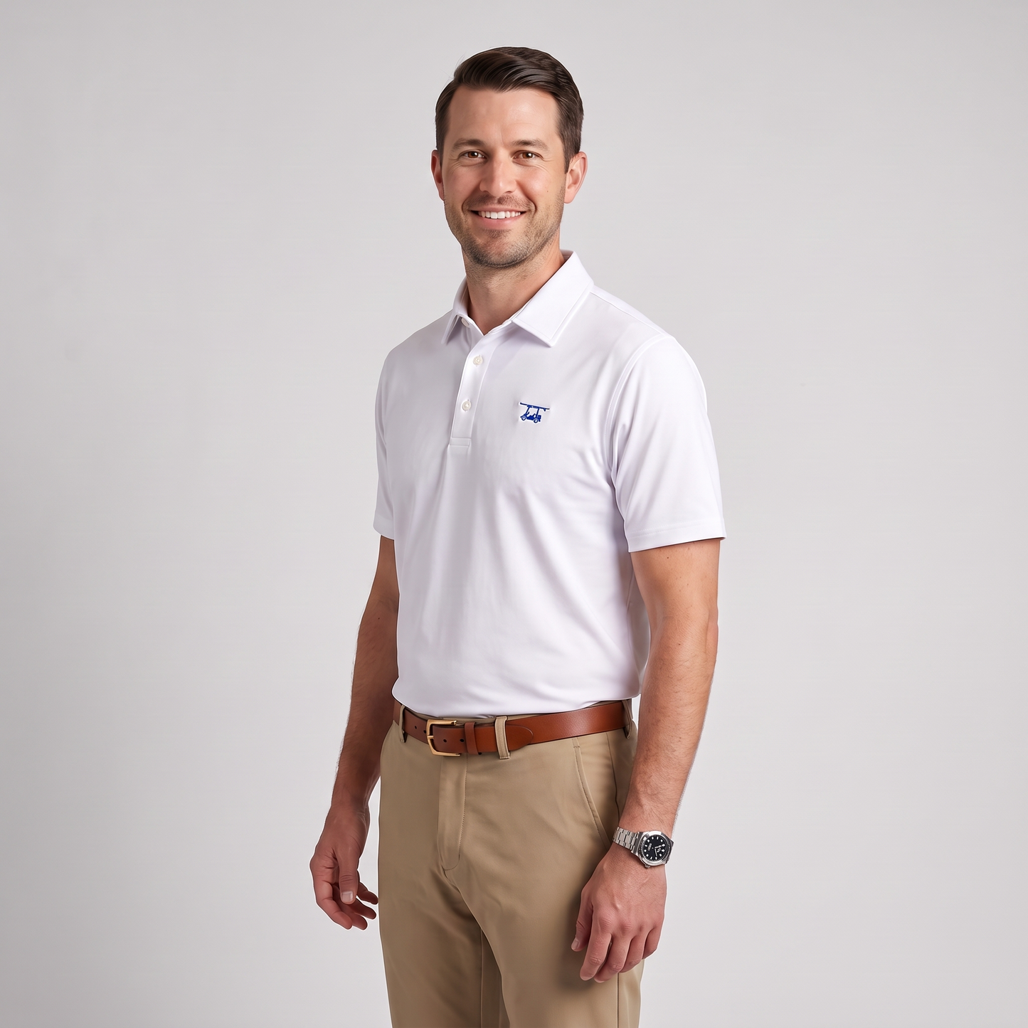 Albatross Polo White on model angled
