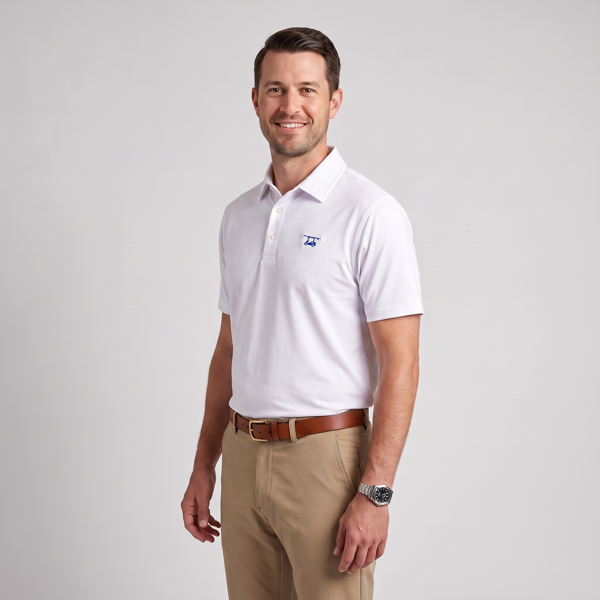 Albatross Polo White on model angled