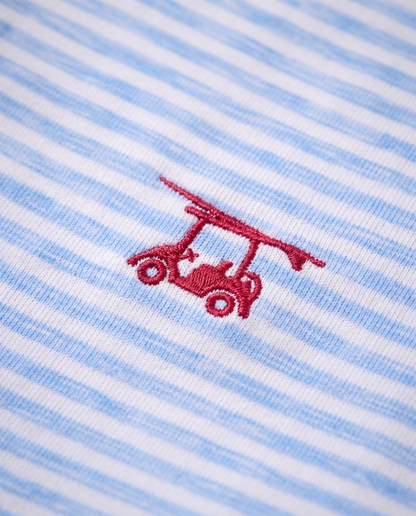 Albatross Polo Heather Bell White Stripe logo detail