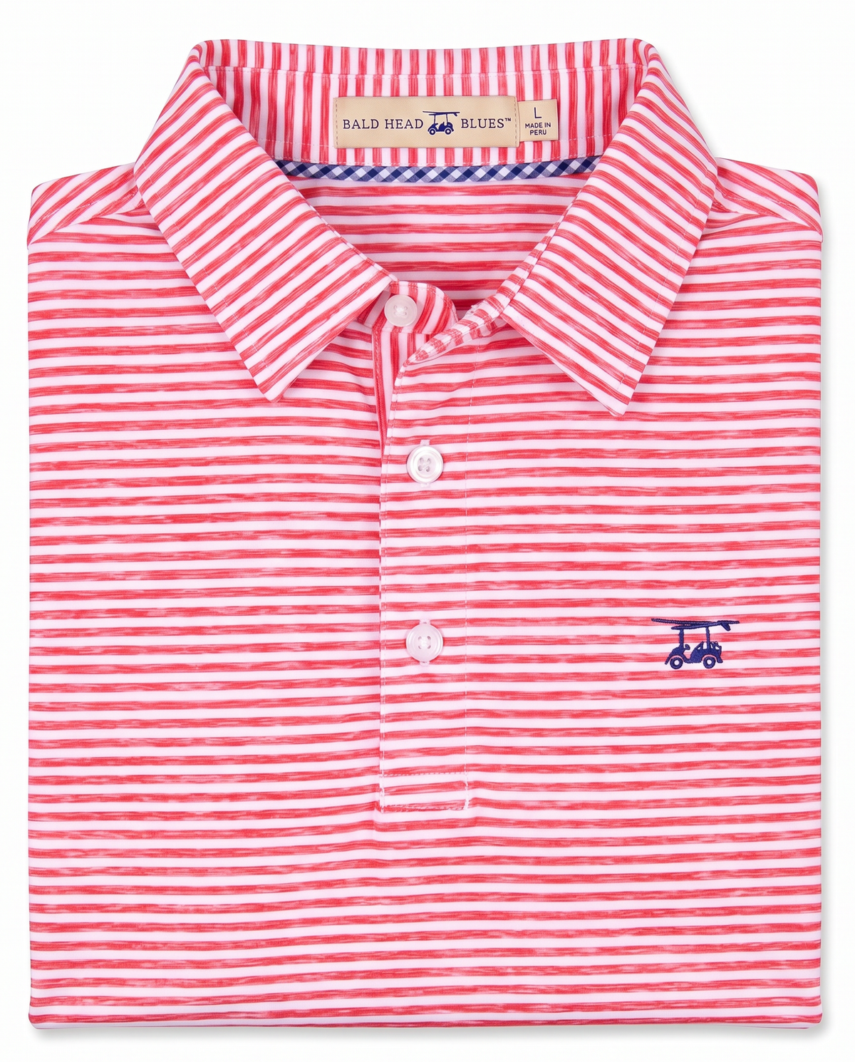 Albatross Polo Heather State Red/White Feeder Stripe folded
